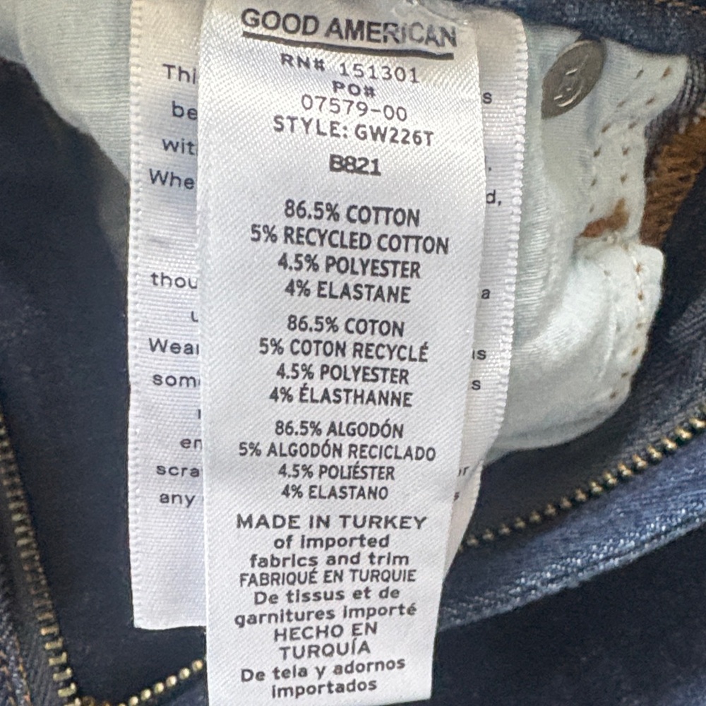 Good American Always Fits Dark Blue High-Rise Skinny Jeans - Picture 3 of 5